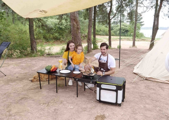 Snail Travel Outdoor Camping Kitchen Stand Foldable Picnic Table With BBQ Grill