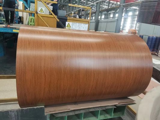 Panjur Kapılar ve Pencereler için 1000mm Genişlik Ahşap Tasarım Desen Kaplama Renk Kaplı Alüminyum Bobin