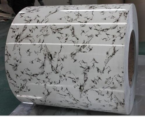 Alaşım 3105 Mermer Tasarımlı Şablon Kaplama Alüminyum Bobin 26Ga X 48Inch Bina Cepheleri İçin Ön Renkli Alüminyum Yaprak